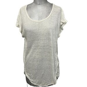 Mod-O-Doc 100% Linen Short Sleeve Tunic Length Tee Size L